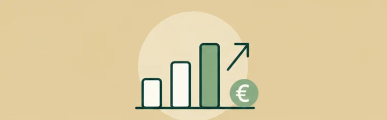 Illustration: steigendes Balkendiagramm mit Euro-Symbol, MB Finanz