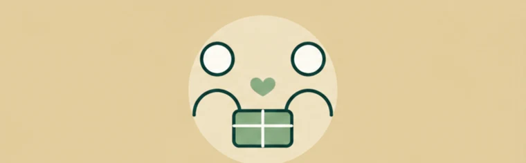 Illustration: zwei Personen mit Geschenk und Herz, Mitarbeiterbenefits